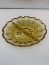 Vintage Anchor Hocking Amber Glass Relish Dish 7&quot; By 5&quot; Divided - £5.88 GBP