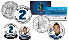 Derek Jeter Yankees Captain #2 Retired 5/14/2017 Official Us 2-Coin Set QTR/JFK - £9.61 GBP