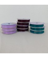 10 Rolls Offray Sheer Ribbon Polyester Nylon Green Purple Maroon 1/4&quot; x ... - £7.81 GBP
