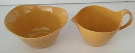 Oneida Deluxe Plastic Melamine Sugar Bowl &amp; Creamer Vintage GOLD MUSTARD - £7.64 GBP