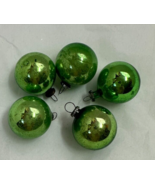 GREEN Glass Miniature Christmas Ornaments 0.75&quot; set of 6 - £14.15 GBP