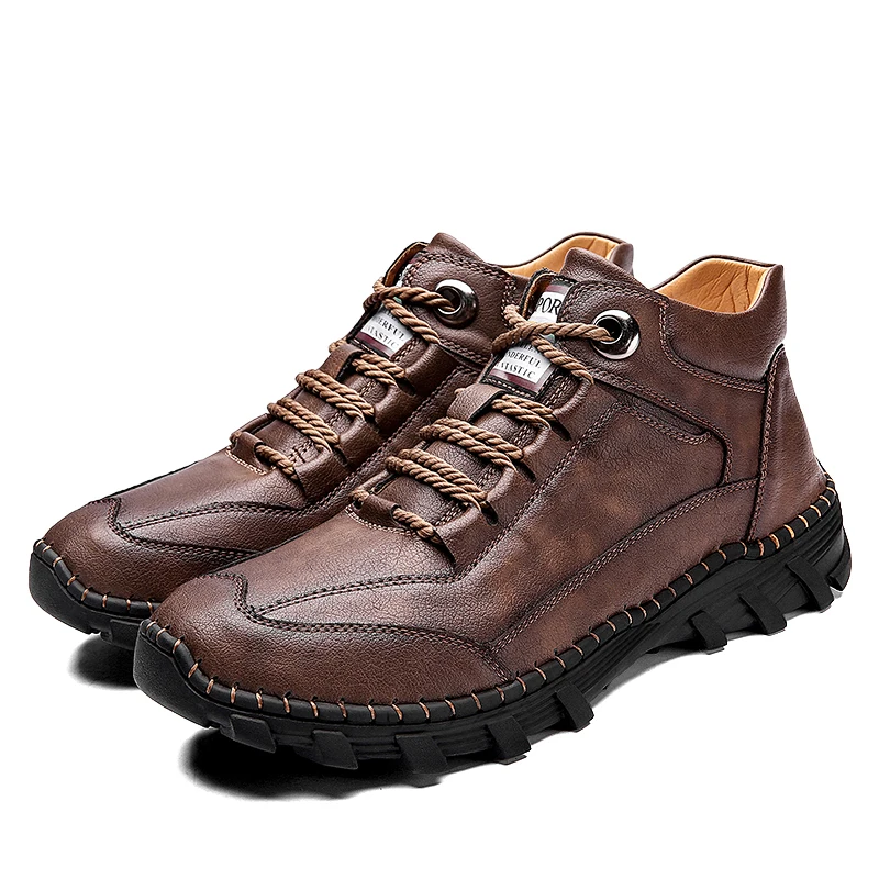 New Mens Genuine Leather Luxury Brand Shoes Winter Autumn Hiking Non-sli... - $49.29