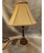 Small Bedside/Desk Lamp Faux Bronze Funish With Marble Decoration And Shade - $14.47