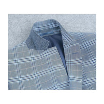 Mens Suit RENOIR English Plaid Window Pane Stretch Slim Fit Comfort 293-3 Blue image 8