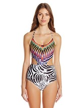 PilyQ Women&#39;s African Rays Phoenix One Piece Swimsuit, Black/Multi, Larg... - $146.66