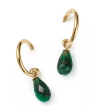 Saks Fifth Avenue Women&#39;s Emerald and 14K Gold Drop Earrings - £222.21 GBP