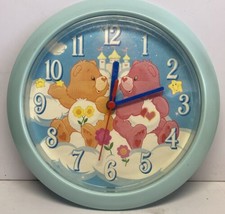 2003 Care Bears Wall Clock w Love A Lots &amp; Friend Bear Together Works Great! - £13.44 GBP