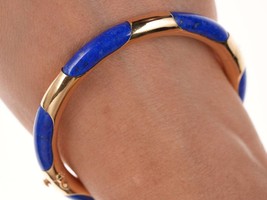 Vintage Gump&#39;s 14k gold Lapis Bangle Bracelet - £1,870.19 GBP