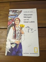 National Geographic Close-Up USA Wisconsin Michigan And The Great Lakes Map - $9.90