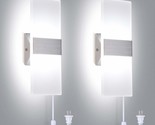 Modern Wall Sconces Set Of 2, Wall Sconce Plug In 12W Led 6000K Cool Whi... - $76.99