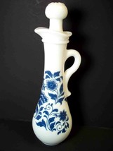 Avon Cruet decanter cruet stopper milk glass BLUE ONION vintage - £4.63 GBP