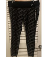 Nike Women’s Size XL Dri Fit Black/Gray Striped Leggings Yoga Running U.... - $34.99