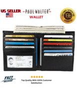 Lambskin Leather Mens Womens Bifold Long ID Credit Card Holder Black Wal... - $237.92 MXN