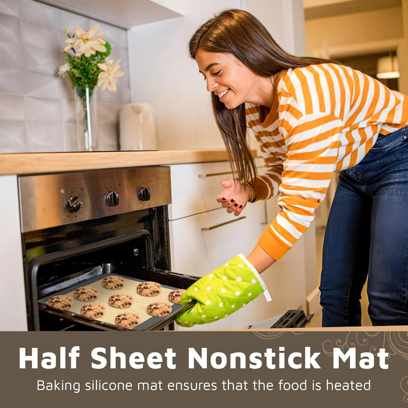 Silicone Baking Mats Half Sheet Non Stick for Oven Reusable 4 Pack - Thick Heavy Item image 7