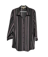 Notations Women&#39;s Purple Black Striped V-Neck Blouse Wide Sleeves Size 3X - $16.83
