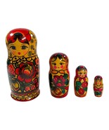 Russian Hand-Painted Matryoshka Nesting Dolls Set Made In U.S.S.R Vintag... - $28.04