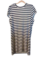 Madewell Striped Velour T-Shirt Dress Size Large Navy/white Short Sleeve - £16.83 GBP