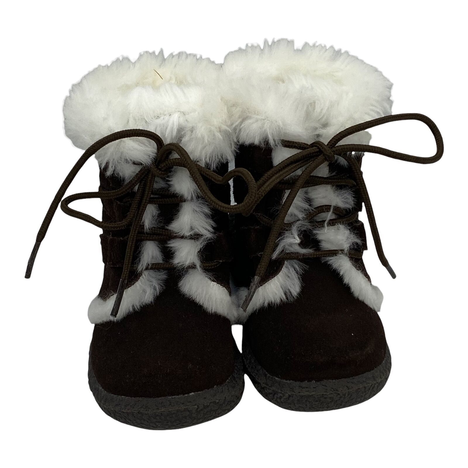 Janie and Jack Leather Faux-Fur Trim Brown Boots Infant Girls Sz 4 - $24.00