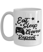 Eat-sleep-game-repeat , white Coffee Mug, Coffee Cup 15oz. Model 60075  - £17.57 GBP