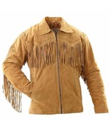Men Traditional Western Cowboy Leather Jacket coat with fringes - $2,236.60 MXN+