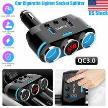 2Way Cigarette Lighter Socket Splitter Power Adapter Car Charger Dual USB 12/24V - £22.37 GBP