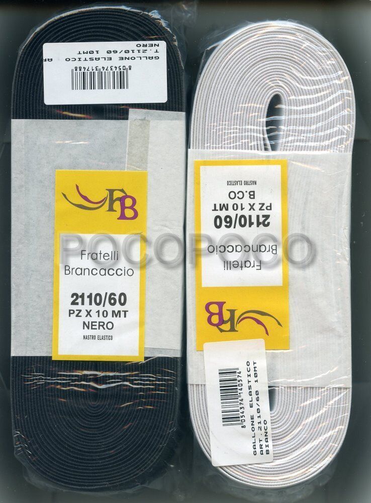 GALLON ELASTIC TAPE H 60mm BRANCACCIO BROTHERS ART. 2110/60-
show origin... - $1.42+