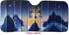 CAR WINDOW SUN SHADE WITH HOWLING WOLF ON THE MOUNTAINS, COOL DESIGN/ - $12.49