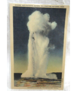 Haynes Inc Linen Postcard Old Faithful Geyser Yellowstone National Park ... - $56.09 MXN