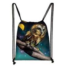 Cute Bird Owl Print Backpack Women Men Travel Bag Boys Girls Storage Bag Kids Bo - £13.70 GBP