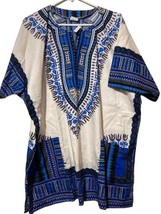 Colorful Tribal Patterned Tunic Oversized One Size Blue white Black NWT - £19.08 GBP