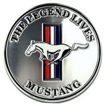 Mustang Silver 24&quot; Round Embossed Tin Metal Sign - £58.36 GBP