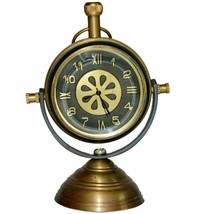 Antique vintage maritime designed brass standing table clock desktop decor gift - £18.02 GBP