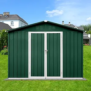 10&#39;X8&#39; Outdoor Metal Storage Shed With Pent Roof, Lockable Doors And 2 I... - $903.99