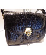 Vintage Charles Hubert Black Patent Moc Croc Handbag - £14.78 GBP