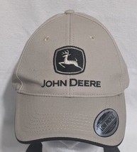 John Deere Baseball Cap Beige &amp; Black 100% Cotton Adjustable - Pre-owned - £11.60 GBP