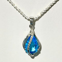 AVD Aquamarine Crystal &amp; Sterling 925 Silver - £51.71 GBP