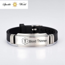 BLOOD THINNER Medical Alert  Bracelet Wristband Stainless Steel - £7.42 GBP
