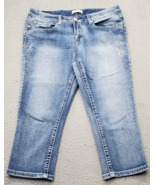 Seven7 Cropped Jeans Women&#39;s 14 Blue Faded Denim Stretchy 5-Pocket Desig... - $33.31 CAD