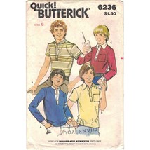 Butterick 6236 Boys Polo, Rugby &amp; Band Collar Shirt Size 8 Vintage 1970s Uncut - £8.58 GBP