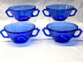 HAZEL-ATLAS 8 Ounce Cream Soup Bowls MODERNTONE COBALT BLUE 4.75&quot; - Set ... - $693.40 MXN