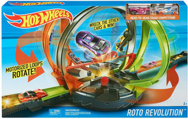 NEW Mattel FDF26 Hot Wheels Roto Revolution Track Play Set w/ 2 Vehicles - £33.04 GBP