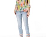 Apny Olivia Pull-On Straight Leg Crop Jean With Geo Embroidery Size 8 - $64.35