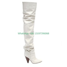 Color leather tapered heel boots sexy pointed toe minimalist style shoes design pleated thumb200