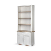 White And Medium Brown Wood Shelving Unit With 3 Shelves - $50,676.92 MXN