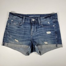 Old Navy Shorts Womens 6 Blue Boyfriend Cuffed Medium Wash Stretch Denim - $12.96