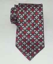 Harve Benard Men Dress Polyester Tie 60&quot; long 3.5&quot; wide Red Silver Print  - £7.76 GBP