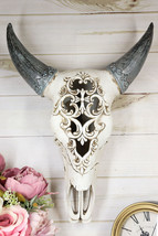 Ebros Large American Buffalo Bison Tooled Floral Lace Filigree Skull Wall Decor - £52.11 GBP