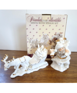 Classic Treasures Porcelain Collectible Santa with Sleigh Set Original Box - £14.69 GBP