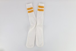 Vtg 70s Streetwear Cotton Striped Tube Socks White Yellow USA Mens Large... - $44.50
