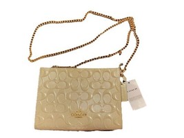 COACH CT869 Slim Crossbody In Signature Patent Leather Shoulder Bag Gold... - $158.39